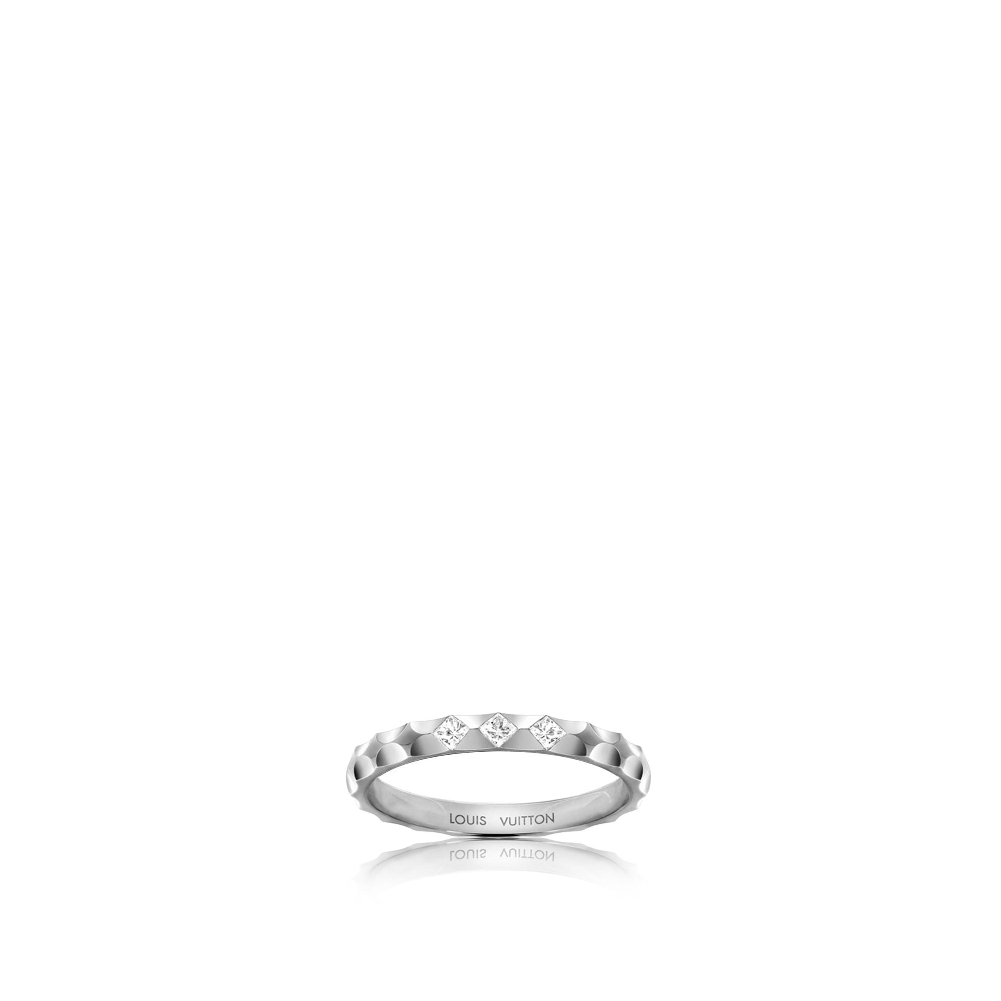 Monogram Infini wedding band, white gold and princess-cut diamonds